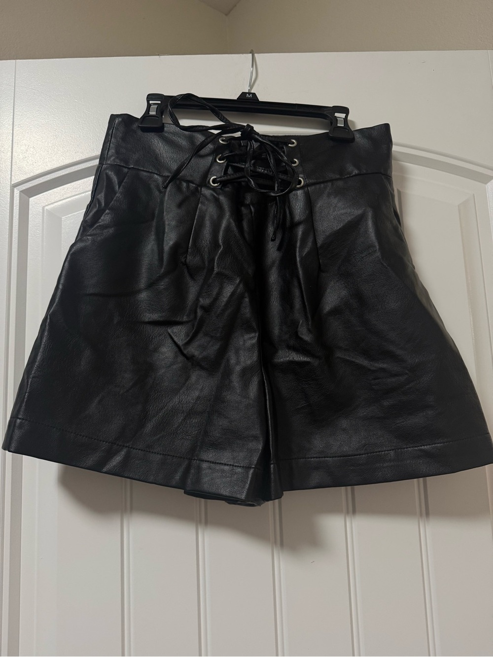 Umgee Faux Leather High Waisted Corset Shorts